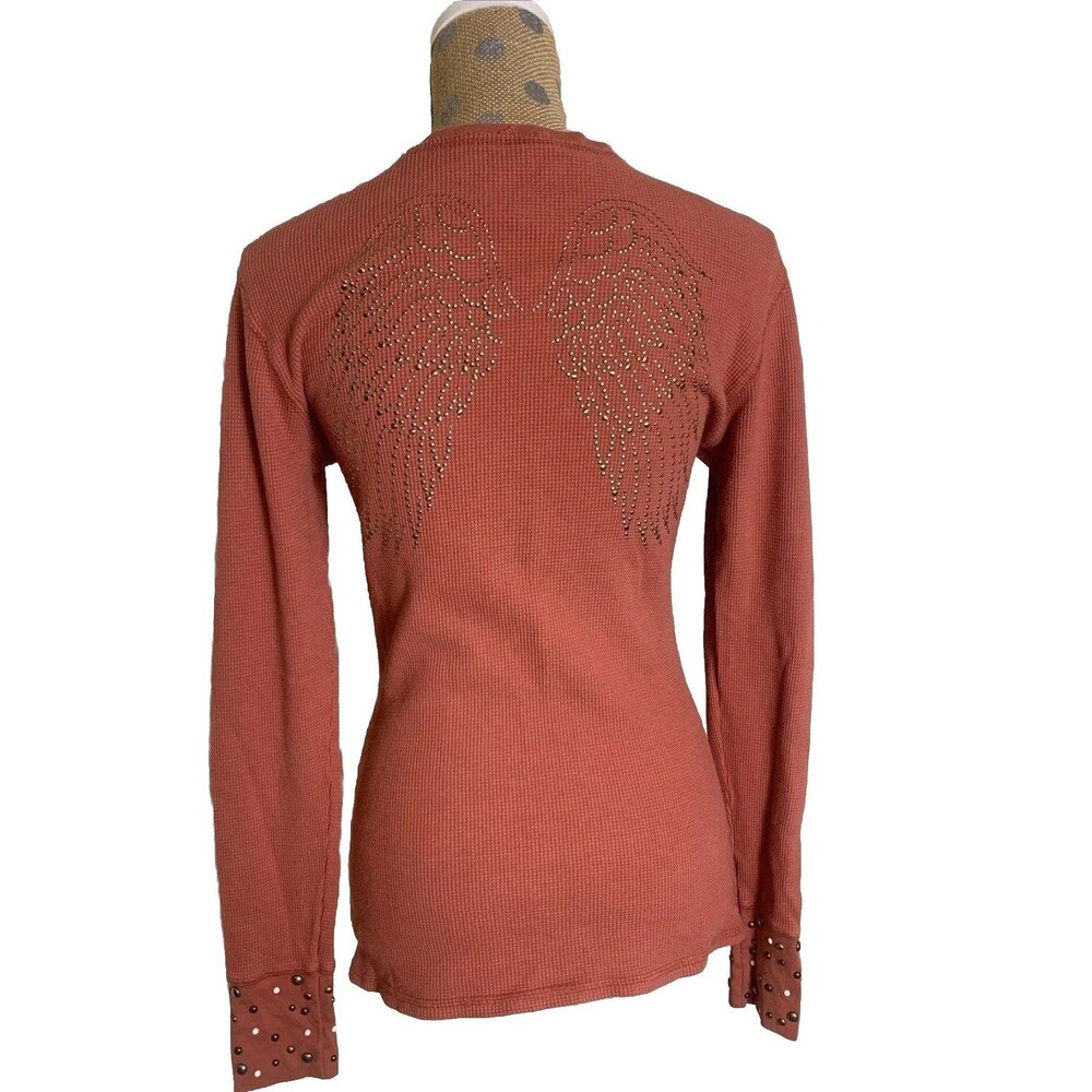 Vintage Grunge Y2K Bedazzled Rhinestones Angel Wings Women's Large Top Beaded